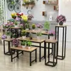 Floristería Estante de Exhibición de Flores Cubo de Flores Set Simple de Flores Exposición de Flores de Pie de Hierro Mesa Alta y Baja Escalera Multinivel