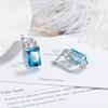Aretes de Personalidad Europea y Americana Rectangulares Hebilla de Oreja Zircón Colorido Aretes Transfronterizos Sentido Avanzado Temperamento