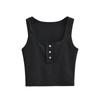 Verano nuevo moda europea y americana para mujer color liso línea inversa botón cuello cuadrado top chaleco ajustado C74199