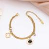 Pulsera de moda de alta versión de trébol de cuatro hojas de la suerte de acero de titanio pulsera de lujo de comercio exterior de Amazon no se desvanece joyería de pulsera
