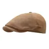 Sombrero Artístico Vintage Estilo Coreano para Mujer para Primavera y Otoño, Gorra Versátil de Visera Hacia Adelante con Gran Circunferencia de Cabeza, Adelgazante del Rostro, Boina Reversible