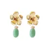 E15140 Pendientes de Flor de Metal Estilo Artístico Retro con Diseño Único Colgantes de Resina en Forma de Gota Pendientes de Moda para Mujer