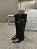 Nueva Colección Otoño/Invierno 2026: Botas de Punta Apiladas para Pantorrilla Ancha con Tacón Grueso, Hebilla de Cinturón, Botas de Montar Altas y Botas Largas para Pantorrilla Ancha para un Look Atrevido