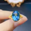 Anillo de Topacio Natural Popular al por Mayor de Fábrica Plata S925 Incrustado Piedra Principal 9*11 Joyería de Lujo Venta Directa de Fábrica
