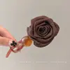 Pinza de pelo retro minimalista para mujer, pinza de torsión con cuentas para la parte trasera de la cabeza, accesorio para el pelo de clip recto estilo ins con ambiente café con leche