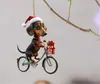 Decoraciones navideñas de mapache con hueco de árbol transfronterizas, adornos para árbol de Navidad, pequeños colgantes acrílicos planos impresos en 2D