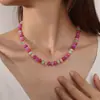 Brincos, Pulseiras, Colares Irregulares Coloridos com Contas de Novo Estilo Transfronteiriços, Conjunto de Aço Inoxidável Estilo Feriado Dopamina Leve Luxo