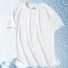 Camiseta masculina de manga curta, de malha de seda gelada de secagem rápida, nova camiseta esportiva respirável de corrida para homens, de manga curta, roupas masculinas T