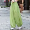 (Personalizado) 26 Otoño Algodón Lino Nianbaixiufang Tela de Lino Original Pantalones tipo Linterna Ligeros Estilo Zen para Mujer Pantalones de Meditación