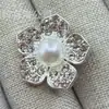 Botão de Moda Versátil com Diamante de Cinco Pétalas + Pérola Redonda de Liga Metálica Costurado à Mão para Jaqueta Camisa Roupa com Pequenos Botões Estilo Chanel