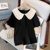 Camiseta sencilla de algodón de manga corta con cuello de muñeca para mujer, talla grande, 60,00 kg-175,00 kg, venta al por mayor, verano 2023, nueva