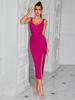Nuevo Producto Transfronterizo de Amazon, Elegante Vestido Ajustado con Hombros Descubiertos, Abertura Lateral, Plisado de Cintura Alta con Tirantes