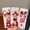 Pinzas para el Cabello Infantiles de Año Nuevo, Accesorios para el Cabello con Moño Rojo, Pasadores de Dibujos Animados Sanrio, Pinzas para Flequillo de Niña Pequeña