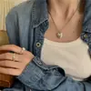 Collar Retro Corazón Desgastado Cara Sonriente para Mujer ins Cadena de Perlas Hip Hop Cadena para Clavícula Dulce Fresco de Nicho Accesorios