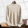 Suéter de Cachemira Nuevo para Otoño e Invierno para Hombre de Cuello Alto Grueso Jacquard Completo Casual de Negocios Holgado Talla Grande Suéter Moderno