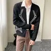 Estilo Ligeramente Maduro Bloque de Color Moda Tejidos Hombres 2026 Otoño/Invierno Estilo Coreano Corte Delgado Casual Retro Cárdigan Suéter Ropa Exterior