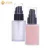 Botella Redonda de Vidrio Esmerilado de 30 ml para Base de Maquillaje, Crema Aislante, Emulsión, Botella de Agua, Botella de Leche, Material de Empaque Cosmético