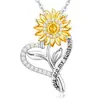 Collar de Girasol de Plata de Ley S925 Transfronterizo Europeo y Americano para Mujer Colgante de Girasol de Amazon Cadena Clavicular para el Día de la Madre y San Valentín