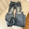 Calça Flare Azul Picante Estilo Americano Retrô para Mulheres, Novo Design Verão 2026, Calça Flare Slim Fit