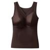 Novidades Outono e Inverno 2521 # Colete Térmico Seamless de Cetim Leve com Patch de Penugem Partículas de Massagem Copo Fixo Costas Bonitas