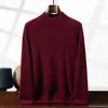 2025 Nueva Camisa Base Versátil de Color Sólido Suéter de Cachemir para Hombre Cuello Redondo Moda Casual Camiseta de Manga Larga