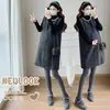 Vestido de Maternidade com Gola Redonda Estilo Chanel Lantejoula 2025 Nova Cor Color Block Babados Peça Interna Conjunto de Duas Peças para Maternidade