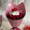 Papel de Presente Xadrez Vermelho e Branco Retrô Sombra Floral Embalagem de Buquê de Flores Presente Floral DIY Artesanal Materiais Natal