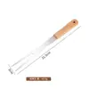 Tenedor de Acero Inoxidable con Mango de Madera de Haya, Tenedor para Barbacoa, Tenedor para Salchichas, Herramienta para Barbacoa, Tenedor para Carne, Tenedor para Bistec, Utensilio de Cocina, Suministro Exclusivo Transfronterizo