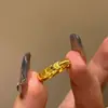 Anillo Ojo de Gato Dorado Brillante, Anillo Liso, Anillo Corrugado, Anillo Sólido de Pareja Moderno y Sencillo, Anillo para Dedo del Pie para Novia