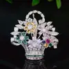 Broche de Cesta de Flores Frescas Estilo Nuevo Pin de Circonio de Alta Calidad Moda Versátil Elegante Ramillete Joyería de Regalo