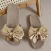 Pantuflas de Lino Cuatro Estaciones para Mujer Suela Gruesa Primavera y Otoño Uso Interior y Exterior Sala de Estar Hogareña Pantuflas de Algodón y Lino Antideslizantes Moda al por Mayor