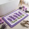 Alfombrilla de baño de alta gama, con patrón de conchas de sal marina estilo coreano, de felpa, antideslizante y absorbente, para el baño o el inodoro