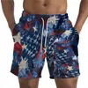 Populares Shorts de Secado Rápido para Hombres Jóvenes de Verano Pantalones de Playa con Estampado Digital 3D del Día de la Independencia Pantalones Casuales de Playa