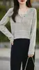 Camisa de manga larga de algodón puro estilo casual transfronterizo con diseño de tapeta medio abierta, top suelto y casual para mujer para primavera y otoño
