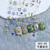 Arte de Unhas Dopamina Adesivos em Relevo Linhas Círculos Tulipas Letras Corações 3D Estilo Japonês Adesivo Fofo