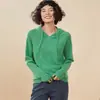 Suéter con capucha antiedad, suéter de punto de cachemira para mujer, otoño e invierno, informal, suelto, de manga larga, prenda exterior, camisa de punto base