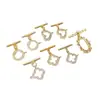 Ouro 14K Preenchido Ouro Claro Zircônia Micro-Pavimentada Fivela Ot Pulseira Trevo de Quatro Folhas Acabamento Colar de Pérolas Fivela de Conexão Acessórios DIY