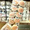 Outono e Inverno Rosto Sorridente Fofo Biscoito Hambúrguer Boneca de Pelúcia Bebê Desenho Animado Presilha de Cabelo Infantil Presilha de Cabelo da Moda para Menina