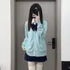 Cárdigan de punto preppy estilo japonés con cuello en V para mujer, prenda exterior de uniforme JK, corte holgado, versátil, chaqueta de manga larga de color liso para otoño