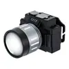 Linterna frontal telescópica con zoom multifuncional, linterna de larga duración, iluminación exterior, linterna LED para patrulla, luz fuerte, aleación de aluminio, linterna de minero