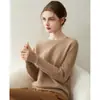 100% Caxemira Pura Feminina Malha de Caxemira Casual Solta com Gola Redonda e Ponto 12 Outono e Inverno Nova Peça Básica Versátil