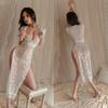 Nova lingerie sexy renda sexy vestido sedutor fenda lateral quente slim uniforme pijama feminino atacado 322