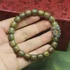 Pulsera Recta de Madera de Sándalo Verde con Cuentas de Manzana Pulsera Pixiu Unisex Artesanía en Madera Joyería Cuentas de Oración Budistas