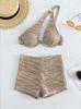 2025 Novo Maiô Sexy de Duas Peças Estilo Europeu e Americano com Sunga Boxer para Mulheres, Moda Praia de Comércio Exterior, Conjunto Biquíni para Águas Termais