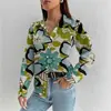 Cárdigan de punto de manga larga para mujer de estilo europeo y americano transfronterizo, casual, versátil, a la moda, de alta calidad, estampado, camisa de manga larga