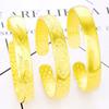 Pulsera Abierta Retro Brillante de 10 mm para Mujer Chapada en Oro Dragón y Fénix Palabra de Bendición Cara Ancha Pulsera de Cobre para Mujer