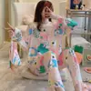 Pijama para Mujer Primavera y Otoño Estilo Coreano 2025 Manga Larga Lindo Traje de Dibujos Animados de Estudiante Suelto Traje de Ropa para el Hogar Otoño e Invierno