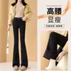 Micro-pantalones con forro de polar para mujer 2024 nuevas explosiones otoño e invierno gruesos de cintura alta invierno herradura negros jeans acampanados