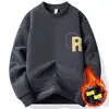Suéter de Forro Polar para Hombre Primavera y Otoño Top Forro Polar de Doble Cara Marca de Moda Combinable con Todo Forrado de Forro Polar Engrosado Camiseta Base de Manga Larga