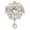 Exquisito broche grande de cristal con diamantes de imitación de aleación retro, ideal para combinar con todo, ideal para el día a día de las mujeres.